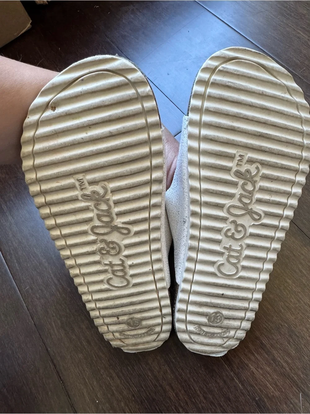Cat & Jack White Double-Buckle Glitter Slide Sandals for Kids